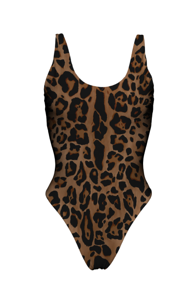 Printed One-Piece, Tank, Thong, Leopard
