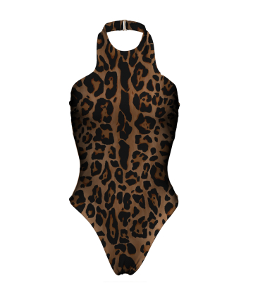 One-Piece Swimsuit with Print, Leopard