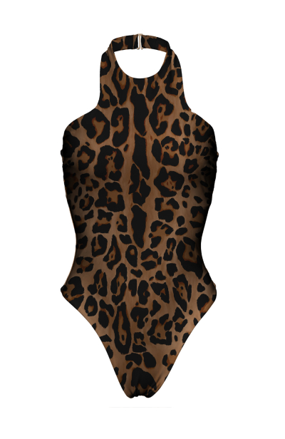 One-Piece Swimsuit with Print, Leopard