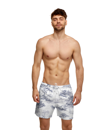 Men's swim shorts with "Savage Garden" print