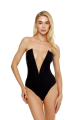 One-piece V-neck swimsuit , Black