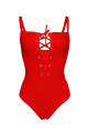 Red lace up swimsuit