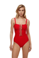 Red lace up swimsuit