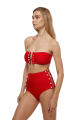 Red eyelet lace up, high bikini brief