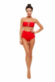 Red eyelet lace up, high bikini brief