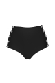 Black eyelet lace up, high bikini brief
