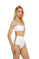 White eyelet lace up, high bikini brief