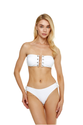 White eyelet lace up, low bikini brief