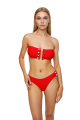 Red eyelet lace up bikini top
