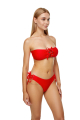 Red eyelet lace up bikini top