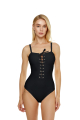 Black lace up swimsuit