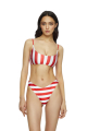 Stretch terry bikini top with "RED Monochrome" print