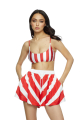 Stretch terry bikini top with "RED Monochrome" print
