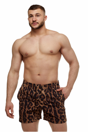 Men's swim shorts with "Leopard" print