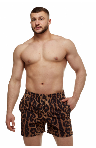 Men's swim shorts with "Leopard" print