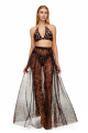 Stretch-tulle maxi skirt with "Leopard" print