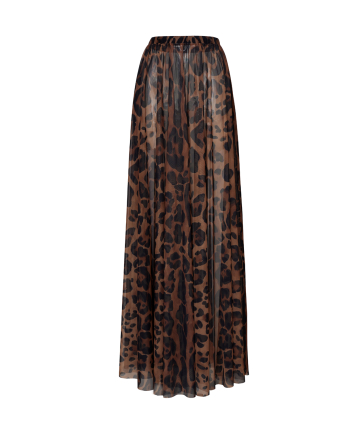 Stretch-tulle maxi skirt with "Leopard" print