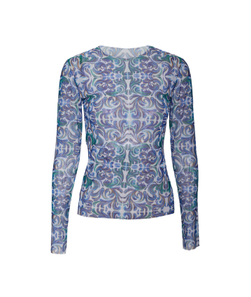 Stretch-tulle top with, Porto  print