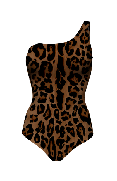 One shoulder swimwear with "Leopard" print