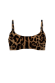 Stretch terry bikini top with "Leopard" print