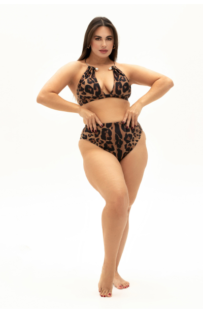 High-rise bikini briefs with "Leopard" print