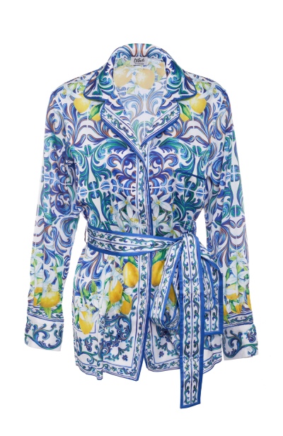 Shirt, silk, "Porto" print