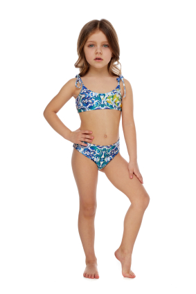 Kids top and swimming trunks, Porto  print