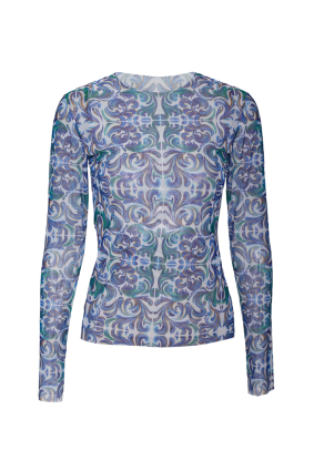 Stretch-tulle top with, kids "Porto" print