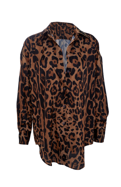 Shirt, Artificial Silk, "Leopard" print