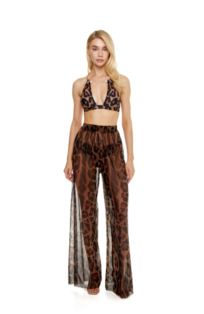 Pants, mesh, print "Leopard"