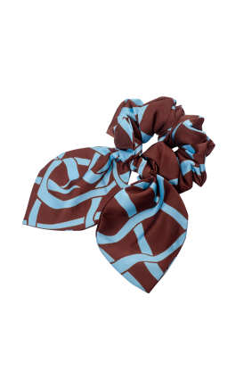 Elastic band on the head with a bow, Artificial Silk, Chocolate,  print 