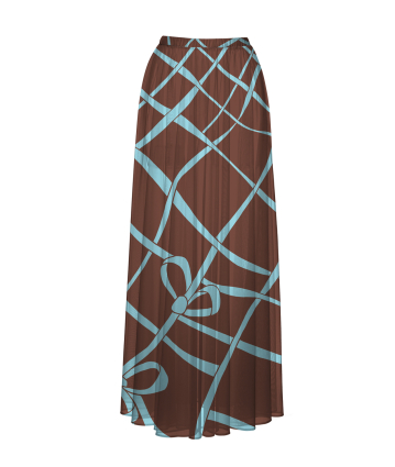 Stretch-tulle maxi skirt with "Chocolate" print