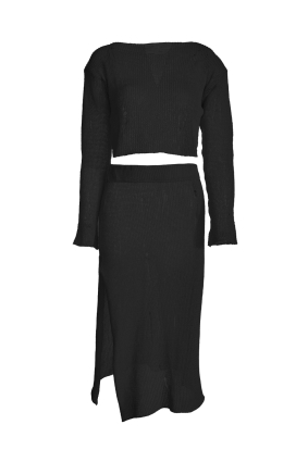 Knitted top and skirt, Black