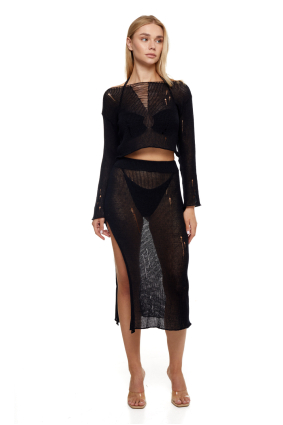 Knitted top and skirt, Black