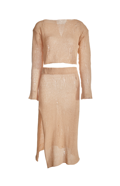 Knitted top and skirt, Milk