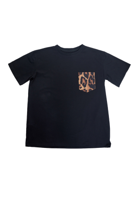 T-shirt for men, black "Leopard" print