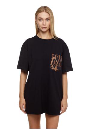 T-shirt for men, black "Leopard" print