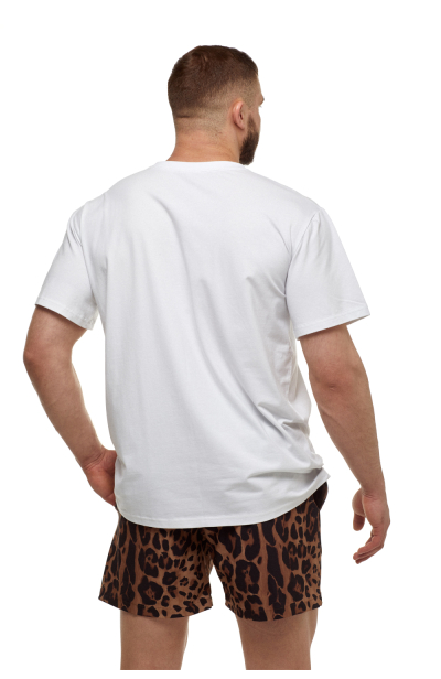 T-shirt for men, white "Leopard" print