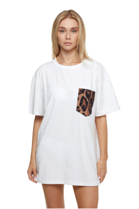 T-shirt for men, white "Leopard" print