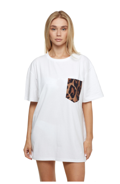T-shirt for men, white "Leopard" print