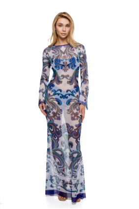 Dress mesh to the floor, "Porto" print