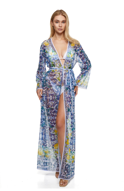 Mesh robe with "Porto"