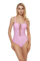 Pink lace up swimsuit