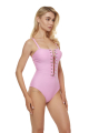 Pink lace up swimsuit