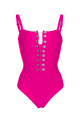 Fuchsia lace up swimsuit
