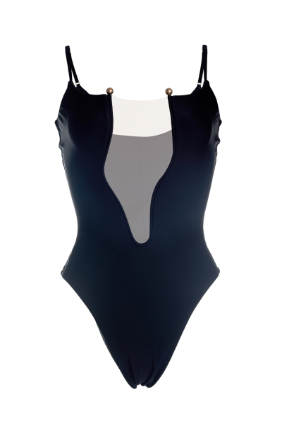 One-piece swimsuit, black, «Not shy»