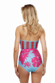 Drapery one-piece swimsuit with "Lagoon" print