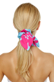 Elastic band on the head with a bow, Artificial Silk, Lagoon, print 