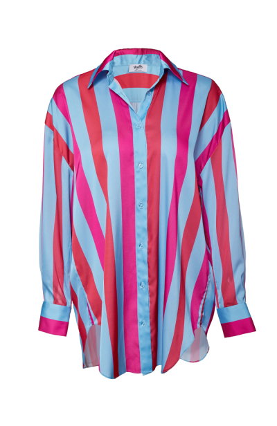 Shirt, Artificial Silk, "Lagoon" print