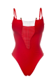 One-piece swimsuit, red, «Not shy»